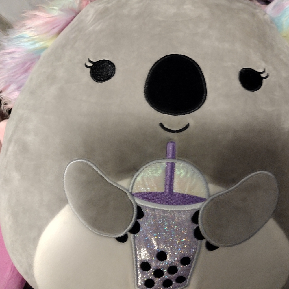 Doxana 14" Gray Koala Plush Squishmelloww/Pastel Ears w/Boba Drink NWT